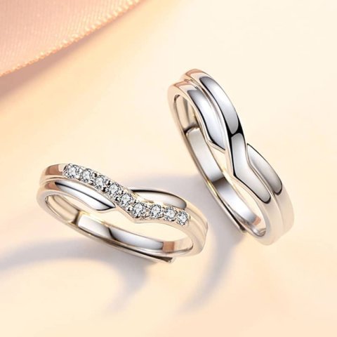(image for) Heart Crown Infinity Sterling Silver Matching Promise Rings Set With CZ Diamonds
