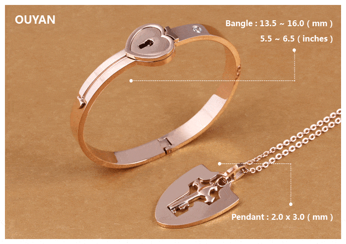 Matching Couple Lock Bracelet And Heart Key Bangle Set In Titanium Steel :  iDream Jewelry