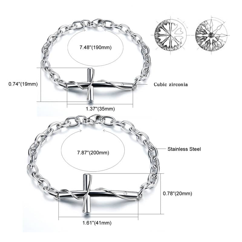 (image for) Teamo His and Hers Bracelets, Rose Gold / Black Cross Bracelets with CZ Diamond, Unique Wrap Cross Bracelet in Titanium Steel, Matching Couple Jewelry Set