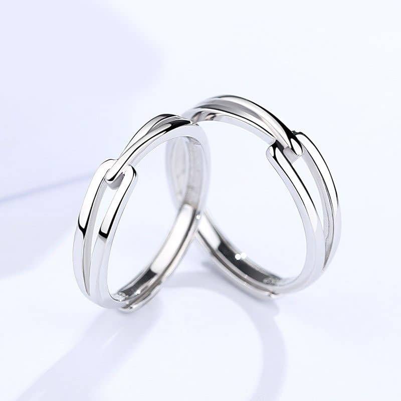 Interlocking Couple Promise Rings Set For Women And Men Simple Cute