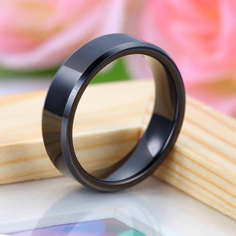 Tungsten Wedding Bands, Personalized Tungsten Carbide Wedding Rings Set for  Men and Women, Polished Flat Beveled-Edge Ring - 4mm - 8mm, Matching  Jewelry for Couples : iDream Jewelry