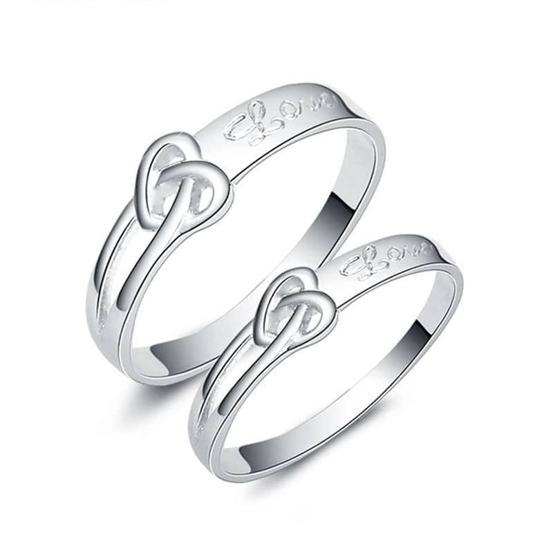 Buy the Silver Modern Love Couple Rings - Silberry