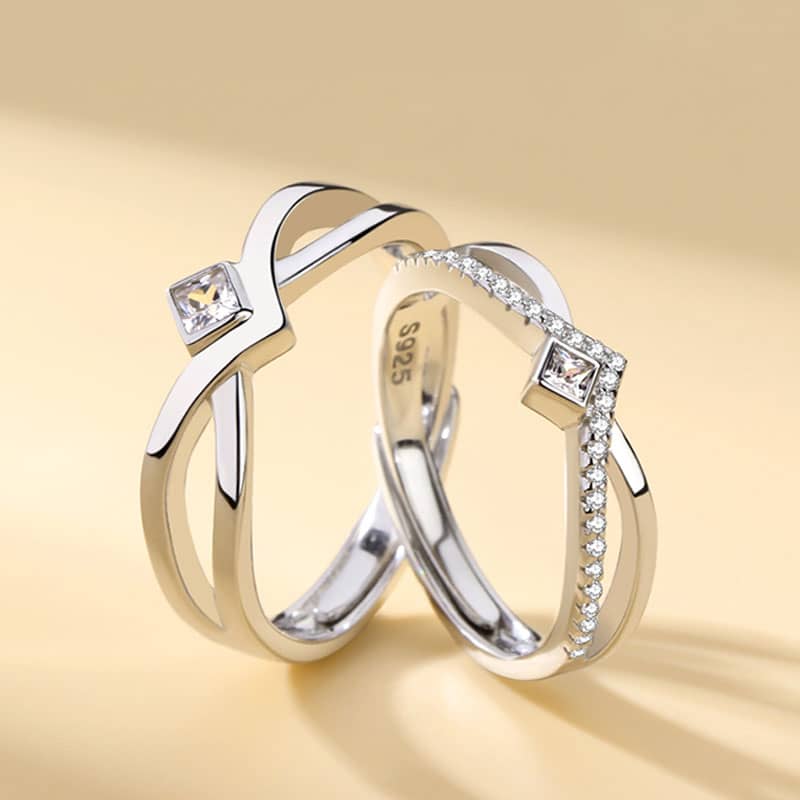 (image for) Infinity Crown Sterling Silver Matching Promise Rings Set With CZ Diamonds