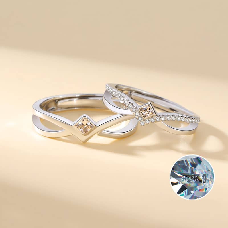 (image for) Infinity Crown Sterling Silver Matching Promise Rings Set With CZ Diamonds