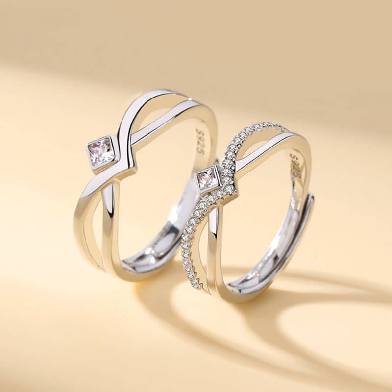 (image for) Infinity Crown Sterling Silver Matching Promise Rings Set With CZ Diamonds