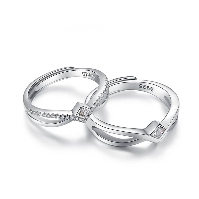 (image for) Infinity Crown Sterling Silver Matching Promise Rings Set With CZ Diamonds