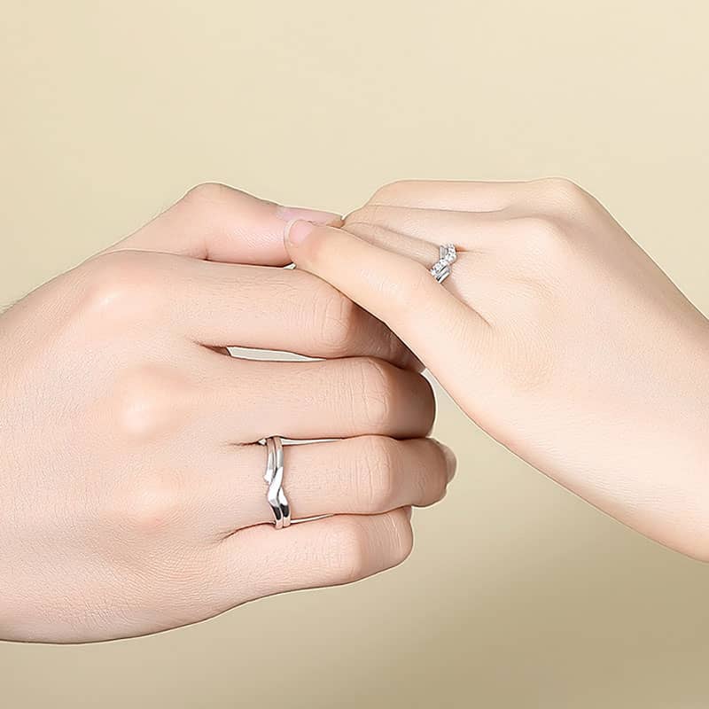 (image for) Heart Crown Infinity Sterling Silver Matching Promise Rings Set With CZ Diamonds