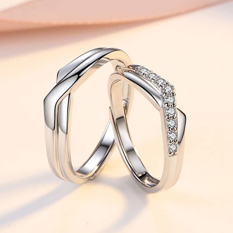 (image for) Heart Crown Infinity Sterling Silver Matching Promise Rings Set With CZ Diamonds