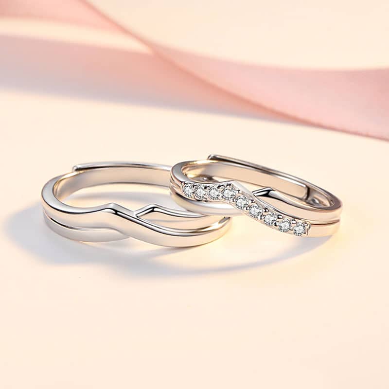 (image for) Heart Crown Infinity Sterling Silver Matching Promise Rings Set With CZ Diamonds