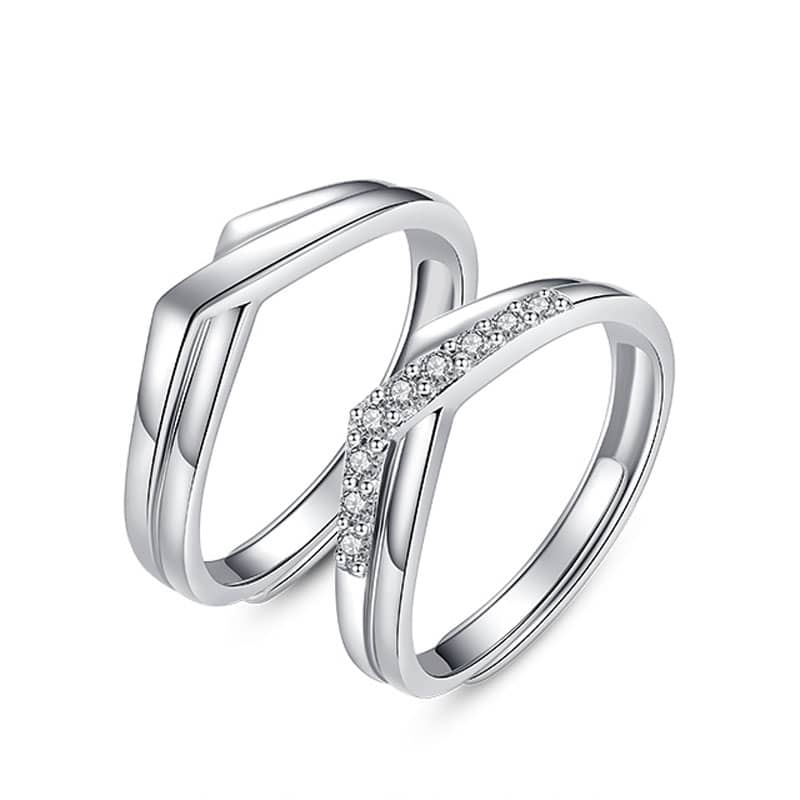 (image for) Heart Crown Infinity Sterling Silver Matching Promise Rings Set With CZ Diamonds