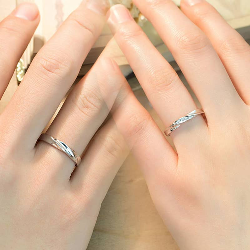 Simple Wave Promise Rings for Couples, 925 Sterling Silver ...